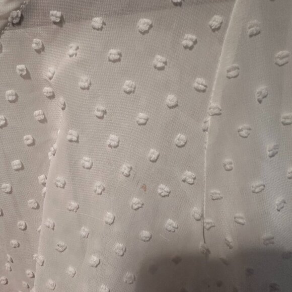 UO Pins and Needles White Sheer Polka Dot Blouse with Open Back - Size Large - Picture 4 of 4
